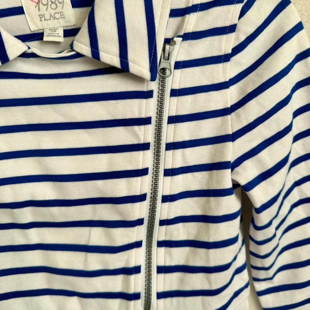 The Children's Place Girls Stripe Moto Peplum Jacket Size 7/8‎